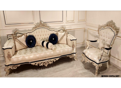 Luksusowy Zestaw sofowy 3+1 miejsce do siedzenia Ustawić Sofa Sofy Fotel Materiał Salon Nowy