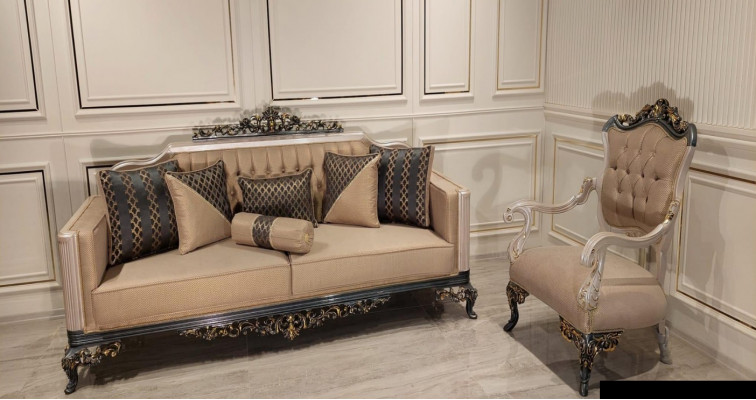 Luksusowy Zestaw Ustawić Zestaw sofowy 3+1 miejsce do siedzenia Sofa Sofy Fotel Materiał 2szt. zestawy