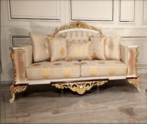 Sofa Trzyosobowa 3 miejsce do siedzenia Sofa Klasyczna Sofy Kanapa Materiał Styl Barokowe Meble Nowe