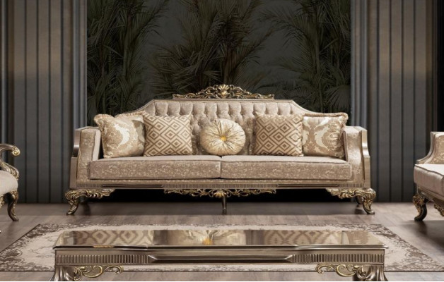 Sofa trzyosobowa 3 miejsce do siedzenia sofa sofy materiał barokowy rokoko kanapa projekt salonu
