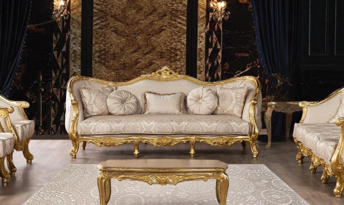 Sofa trzyosobowa 3 miejsce do siedzenia Barokowa sofa rokokowa Sofy Fotel Siedziba Materiałowa kanapa
