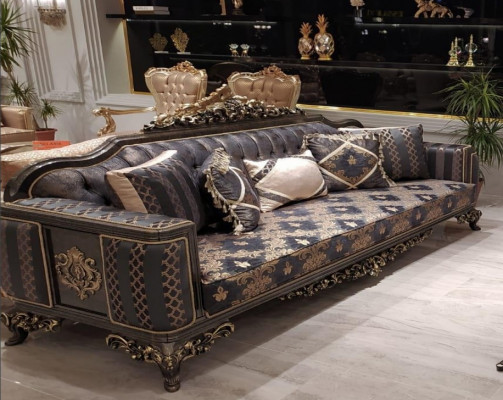Sofa 3 miejsce do siedzenia Meble Materiał Sofy Trzyosobowe Luksusowy Salon W Stylu Barokowym 3er Nowość