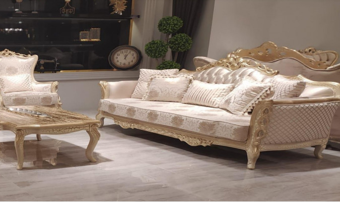 Klasyczna Sofa Trzyosobowa 3 Siedziba Sofy Kanapa Styl Materiał Barokowe Meble Rokoko