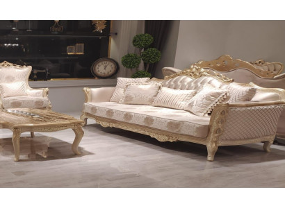 Klasyczna Sofa Trzyosobowa 3 Siedziba Sofy Kanapa Styl Materiał Barokowe Meble Rokoko