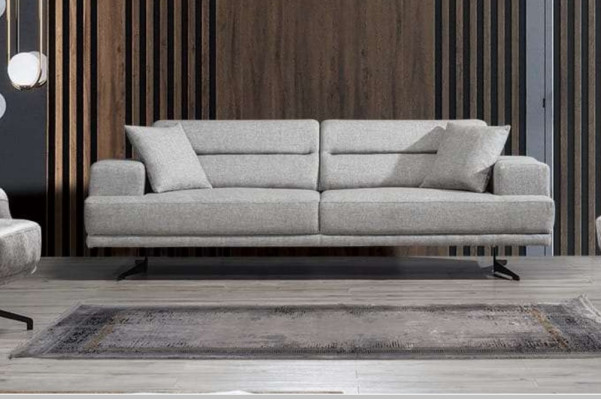 Sofa 3 miejsce do siedzenia Sofy Skóra Trzyosobowa Siedziba Podkładka Design Living Room Modern Grey