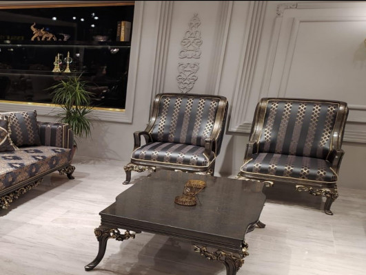 EarsFotel Fotel Design Podkładka Sofa Kanapa Włókienniczy Barokowy Salon Niebieski