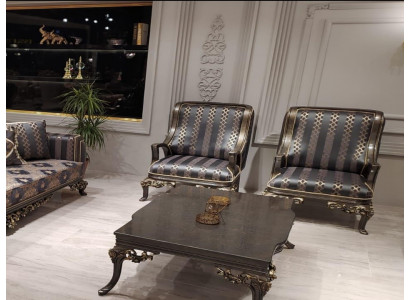 EarsFotel Fotel Design Podkładka Sofa Kanapa Włókienniczy Barokowy Salon Niebieski