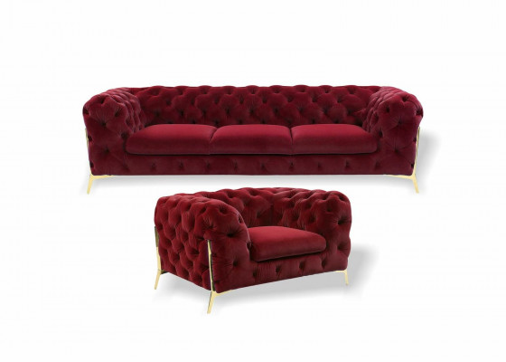Włochy Meble Zestaw sofowy 3+1 miejsce do siedzenia Design Sofa Podkładka Kanapy Chesterfield