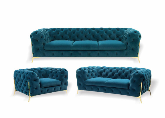 Projektant Chesterfield Zestaw sofowy Sofa Kanapa Podkładka Zestaw w Aksamicie 3+2+1 miejsce do siedzenia