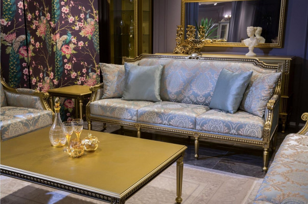 Sofa trzyosobowa Podkładka Sofa 3 Siedziba Luksusowa sofa Pokój Blue trzyosobowa