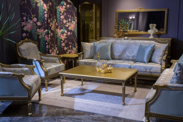 Sofa trzyosobowa Podkładka Sofa 3 Siedziba Luksusowa sofa Pokój Blue trzyosobowa