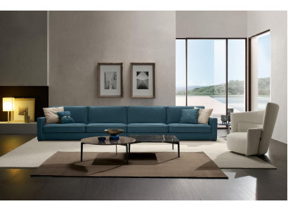 Sofa 4-miejsce do siedzenia Podkładka Couch Skóra Sofy Design Italian Meble Blue
