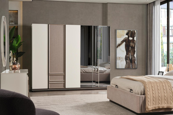 Zestaw Sypialnia Łóżko 2x szafki nocne Toaletka luksusowy nowy 6-częściowy design