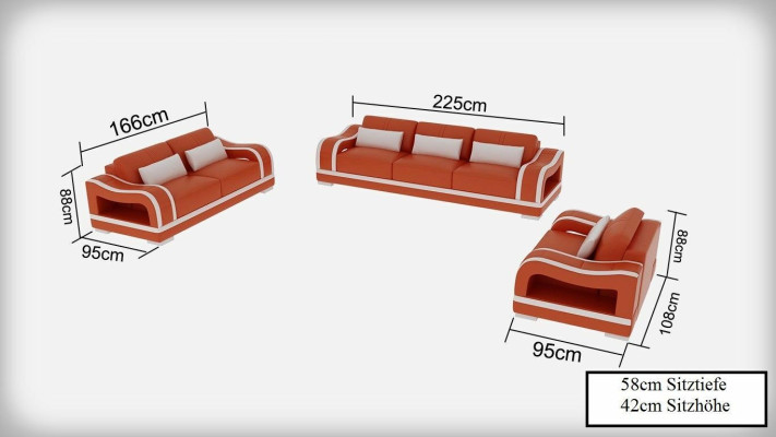 Skórzana sofa kanapa Żywy krajobraz 3+2+1 miejsce do siedzenia Ustawić Design Modern Sofa G8030D
