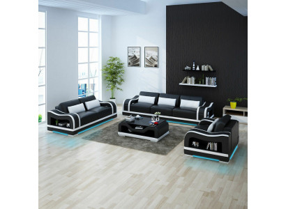 Skórzana sofa kanapa Żywy krajobraz 3+2+1 miejsce do siedzenia Ustawić Design Modern Sofa G8030D