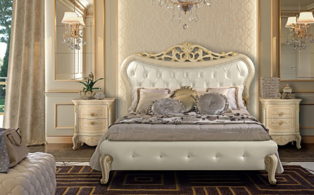 Łóżko Podkładka Design Łóżko podwójne Sypialnia Drewno Chesterfield Rama Łóżka Nowe