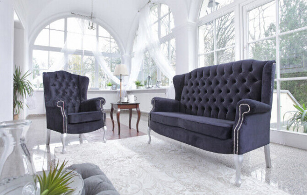 Classic Chesterfield Zestaw sofowy 3+1+1 miejsce siedzące Sofa Kanapa Podkładka Aksamit Nowość