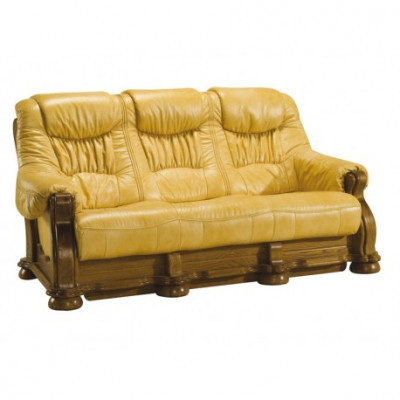 Zestaw sofowy Drewno Skóra 3+2+1 Kompletny zestaw Sofa klasyczna Siedziba Podkładka