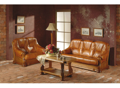 Zestaw sofowy do salonu Sofa Podkładka Sofa 100% Prawdziwa Skóra Drewno 3+1