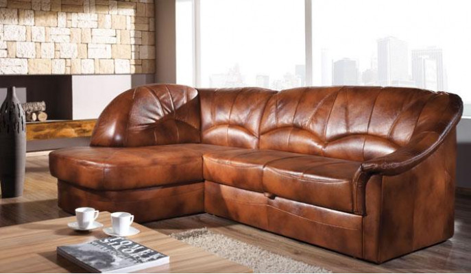 Classic Narożnikowa kanapa 100% Skóra Żywy krajobraz Podkładka Sofa Couch Siedziba
