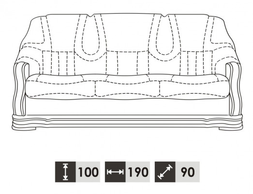 Sofa trzyosobowa Sofa skórzana klasyczna Sofa Podkładka Sofa 3 miejsce do siedzenia Skóra