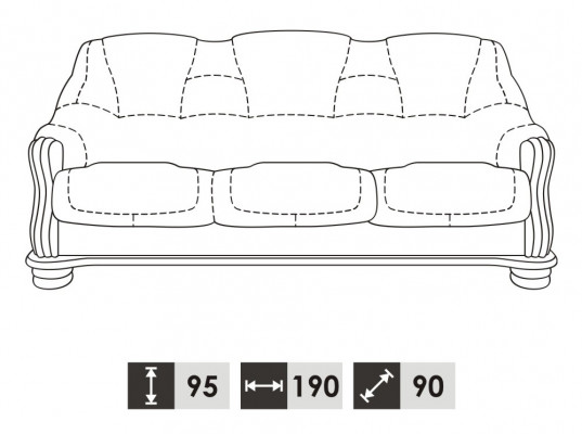 Sofa trzyosobowa Sofa klasyczna Podkładka sofa 3 miejsce do siedzenia ze skórzaną kanapą