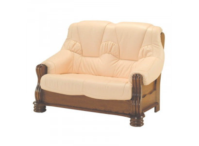 Sofa 2 miejsce do siedzenia Kanapa Sofy Kanapy Salon Drewno Skóra Meble dwuosobowe Nowe