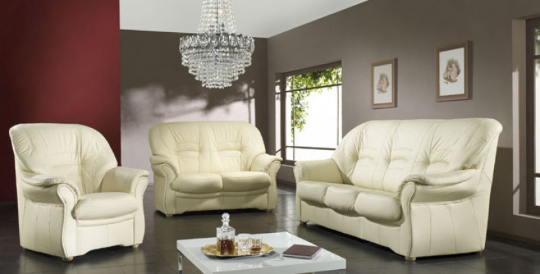 Zestaw sofowy Prawdziwa skóra Sofa 3+2 Siedziba Modern Design Podkładka Ustawić Zestaw