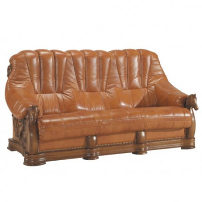 Skórzana sofa w stylu Antyka Zestaw sofowy 3+1 miejsce do siedzenia Włoski Skóra Podkładka
