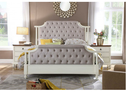 Sypialnia Zestaw Łóżko 2x Stolik nocny 3-częściowy. Założyciel łóżka Time Luxury Chesterfield