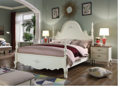 Klasa Sypialnia Zestaw 3szt. Łóżko Podwójne łóżko 2x Stolik nocny Drewno 3szt. Nowy