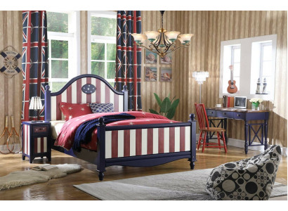 America Łóżko żłobek łóżka Sypialnia Drewno Prawdziwe drewno Meble Blue Design