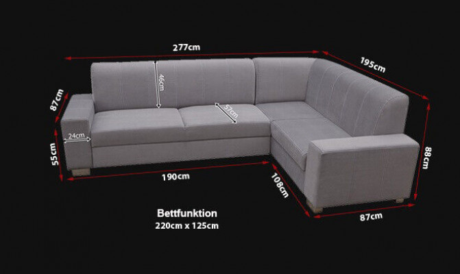 Sofa Sofa Rozkładana Sofa z funkcją łóżka + Podstawa łóżka Narożnikowa kanapa Couch NOWOŚĆ