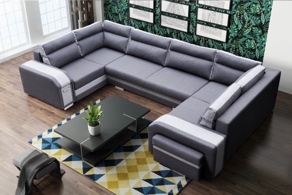 XXL Żywy krajobraz Narożnikowa kanapa Sofa Couch Podkładka Ustawić Narożnik Designer Kształt U Nowość
