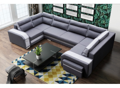 XXL Żywy krajobraz Narożnikowa kanapa Sofa Couch Podkładka Ustawić Narożnik Designer Kształt U Nowość