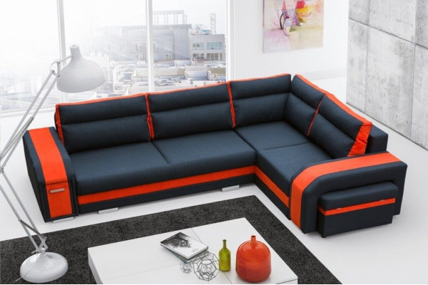 Sofa Sofa rozkładana Sofa z funkcją łóżka + Podstawa łóżka Narożnikowa kanapa Couch (Nowość)