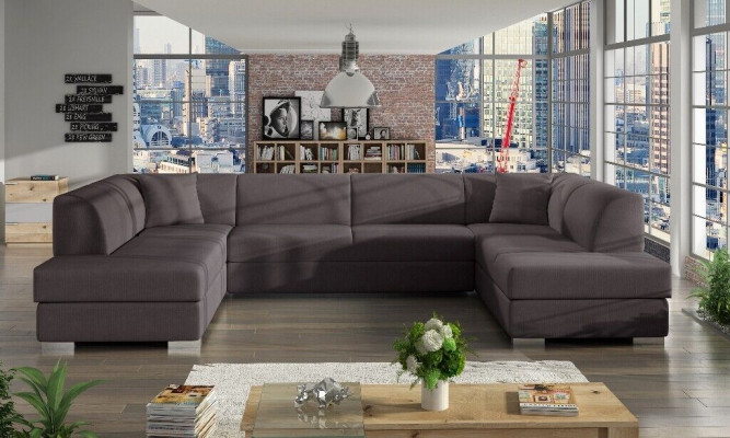 XXL Żywy krajobraz Narożnikowa kanapa Podkładka Ustawić Narożnik Designer Kształt U New Sofa