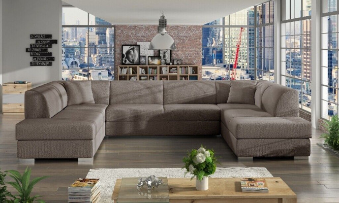 XXL Żywy krajobraz Narożnikowa kanapa Podkładka Ustawić Narożnik Designer Kształt U New Sofa