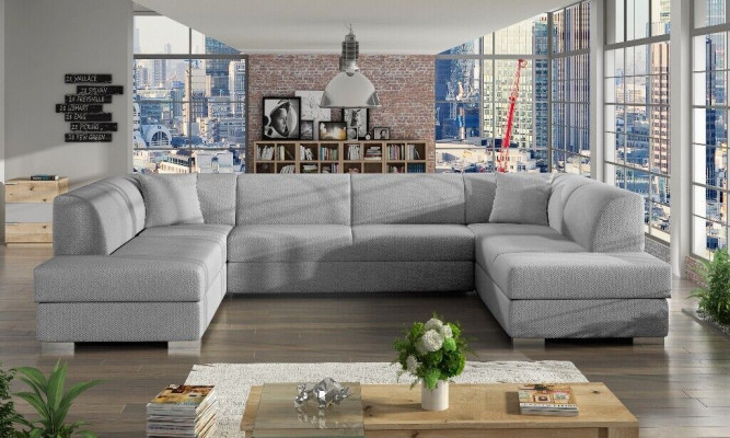 XXL Żywy krajobraz Narożnikowa kanapa Podkładka Ustawić Narożnik Designer Kształt U New Sofa