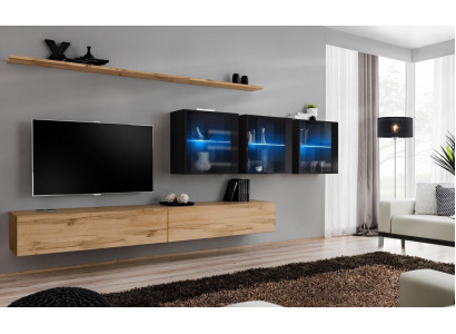 Jednostka ścienna 340cm Luksusowe Meble Szafka Wisząca Nowoczesna Kompletna Ściana Półka Design