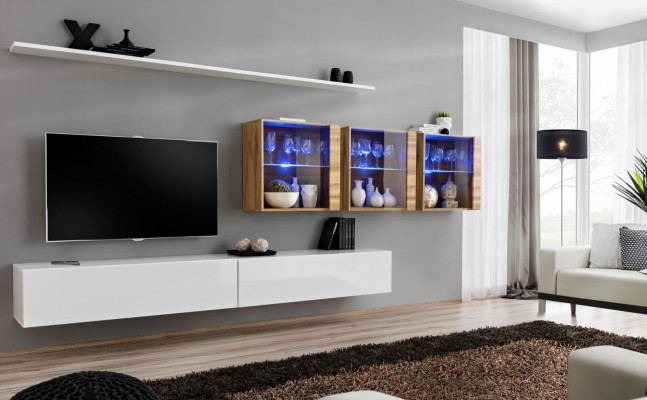 Ściana Kompletne Meble Jednostka ścienna Nowoczesne meble do salonu stojak TV Design