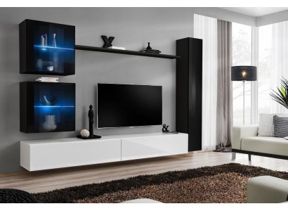Jednostka ścienna Zestaw 6 luksusowych mebli do salonu designerska szafka pod telewizor