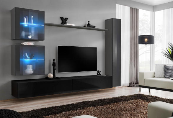 Zestaw do salonu 6 sztuk luksusowy Jednostka ścienna Meble Designer 3x szafka ścienna Szafka RTV