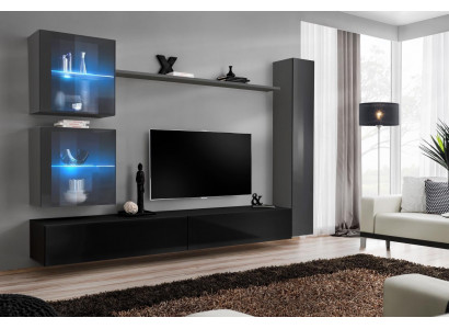 Zestaw do salonu 6 sztuk luksusowy Jednostka ścienna Meble Designer 3x szafka ścienna Szafka RTV