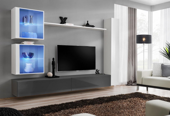 Jednostka Biały Ścienna Zestaw do Salonu Stojak TV Designer Meble Ściana Szafa Kredens