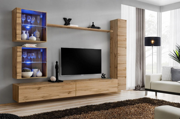 Brązowa jednostka ścienna wisząca Szafa designerska stojak na meble TV Półka Modern