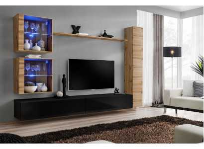 Designerskie Meble do Salonu Ściana Szafa Jednostka ścienna Półka stojak Zestaw TV 6-częściowy.