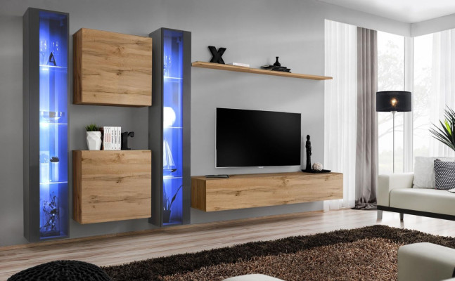 Całkowicie brązowy Jednostka ścienna Zestaw Zawieszek Gablota Ściana Szafa Meble Nowoczesny Design
