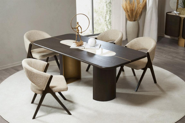 jadalnia Modern Meble Designerski Zestaw do Jadalni Czarny Tabela 4x Krzesza