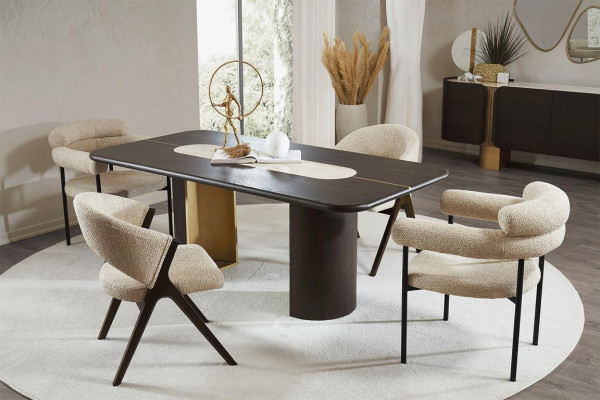 jadalnia Modern Meble Designerski Zestaw do Jadalni Czarny Tabela 4x Krzesza